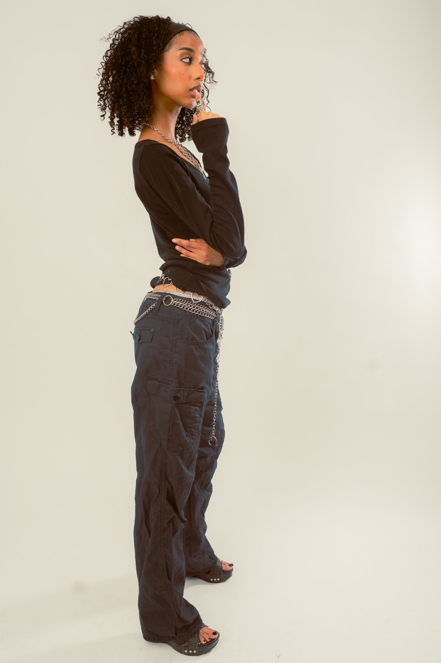 Black Straight Leg Cargo Pants